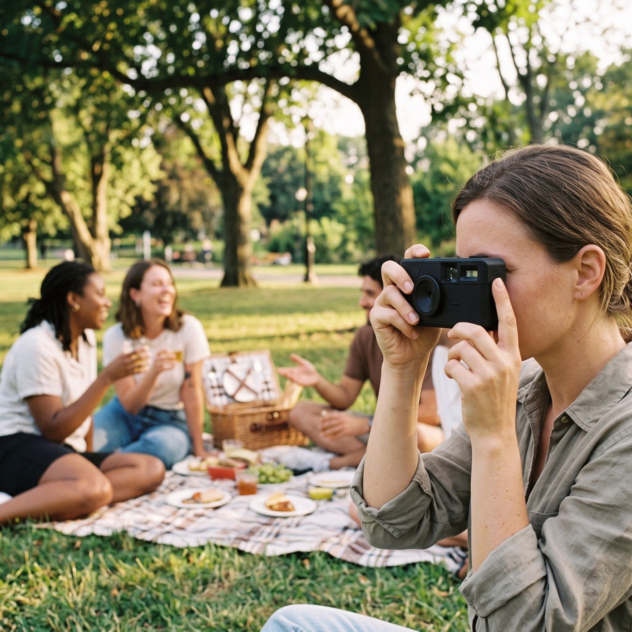 Looking at the scene instead of a photo screen